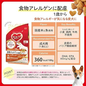 Amazon.co.jp: ビューティープロ ドッグフード 食物アレルゲンに配慮 1